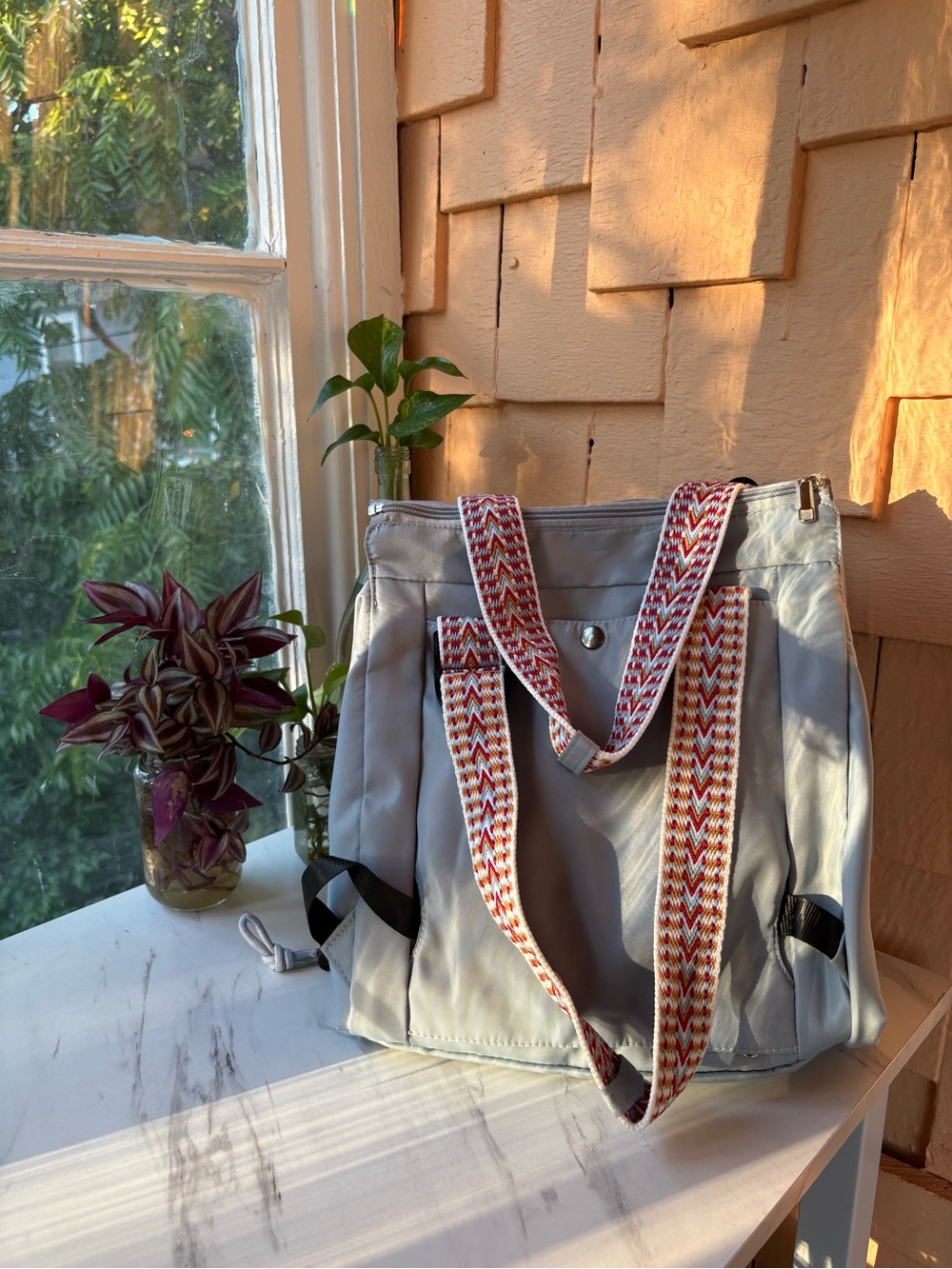 Large Expandable Tote Bag, Convertible Backpack Diaper Bag